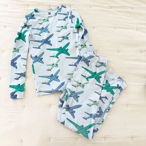 Tea Collection Sky Blue Pajamas with Green Airplanes size 10 boy